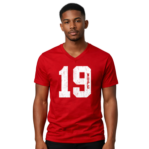 Camiseta con cuello en V Kappa Alpha Psi Número 19, Ropa de Fraternidad Griega con Gráficos Audaces, Comodidad Premium y Ajuste Elegante - Product Image 1