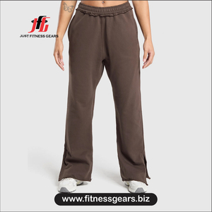 JUST FITNESS GEARS Pantalon large pour femme, taille haute, coupe ample, longueur intégrale, couleur unie, décontracté, en coton, style automne - Product Image 1