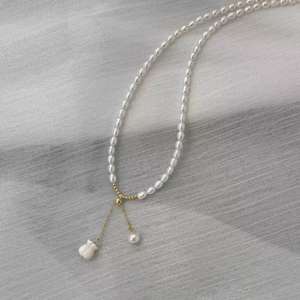 2025M Home Collection Freshwater White <b>Pearl</b> <b>Necklace</b> with S925 <b>Silver</b> Strong Light Micro Flaws 6-7mm Fashion Pendant Accessory - Product Image 1