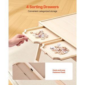 Mesa de Rompecabezas Portátil de Madera para 1500 Piezas con Patas Plegables y 4 Cajones, Cubierta de 34x25 Pulgadas, Accesorios para Rompecabezas - Product Image 6