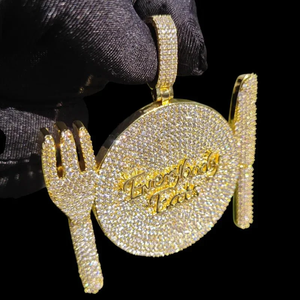 Colgante de Moissanita Plateada para Plato de Cena, 65mm, Grande, Estilo Hip Hop, Acabado en Oro Rosa, Joyería de Declaración, Colección de Regalo - Product Image 4
