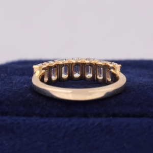 OM GEMS 10K Solid Gold Emerald Cut Lab Created <b>Diamond</b> Half Eternity Band IGI Certified D-VVS Clarity Minimalist Wedding Band - Product Image 5