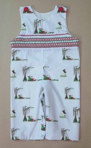 Hand Smocked Christmas Dress for Girls, Santa & Winter Tree Print Long Sleeve White Children Party Dress - Product Image 2