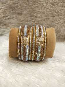 Luxury Embroidery Work Pearl Zinc Alloy Bangles for Women Handmade Designer Jewelry Wedding Festive Wear Gifting India - Product Image 5