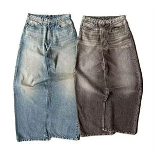 Pantalon Capri en jean délavé pour homme, taille haute, plusieurs poches, décontracté, respirant, style workwear, en polyester mi-lourd, pour l'été - Product Image 2