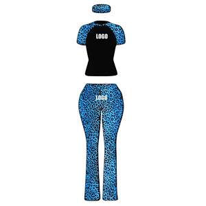 Ensemble d'été 2026 pour femme : Haut court imprimé léopard à manches raglan et pantalon évasé moulant – Tenue sexy style streetwear - Product Image 4