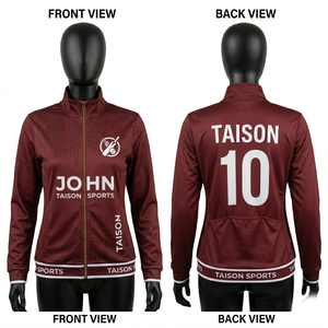 Veste d'entraînement de cricket pour femmes en polyester GSM de qualité supérieure, couleur marron, impression par sublimation, fermeture éclair, ajustement personnalisé, nom, numéro, logo - Product Image 1