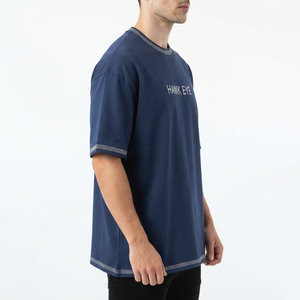 T-shirts de luxe en strass pour hommes, tissu en coton de bonne qualité, confortables, streetwear décontracté, tendance, bleu marine - Product Image 3