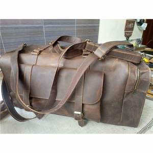 Bolsa de Viaje de Cuero Genuino, Estilo Vintage, Gran Capacidad, con Cierre, para Gimnasio o Viajes - Product Image 3