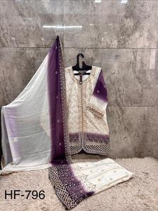 Salwar Kameez Crema y Verde con Dupatta Bordada para Mujer, Traje Tradicional de Boda, Corte Regular, Reversible - Product Image 5