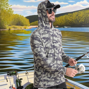 Camisas de Pesca con Camuflaje de Peces, Manga Larga, Transpirables, con Logotipo Personalizado, Secado Rápido, Protección UV UPF 50, Duraderas, de Spandex/Poliéster para Hombre - Product Image 2