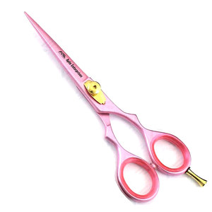 Ciseaux de coiffeur élégants en acier inoxydable, écologiques, réutilisables, avec repose-doigts, rose clair, revêtement spécial - Product Image 1