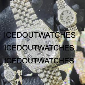 Montre mécanique sport en moissanite VVS, style hip-hop, en acier inoxydable, entièrement pavée, affichage à aiguilles - Product Image 1