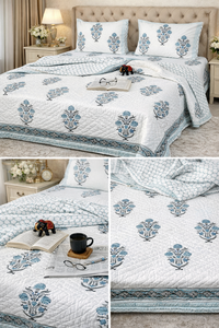 Juego de Edredón de Algodón Puro de Alta Calidad con Estampado Artesanal Indio, Ecológico, No Tóxico, con Colcha Floral y Fundas de Almohada a Juego para el Hogar - Product Image 2