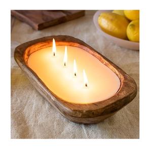 Vela moderna en recipiente de madera con diseño personalizado, estilo veta de madera, para decoración del hogar, contenedor de vela de cemento resistente. - Product Image 3