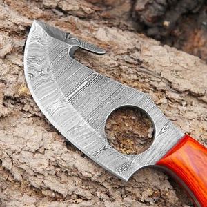 Cuchillo de Caza y Camping de Hoja Fija de Acero de Damasco Personalizado, Alta Durabilidad, Mango de Madera Naranja, Venta al por Mayor - Product Image 5