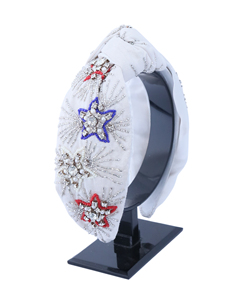 Diadema Elegante con Cuentas en Forma de Estrella para Mujeres y Niñas, Color Rojo para el Día de América, Hecha a Mano, Acolchada, para Regalos de Días Nacionales - Product Image 2