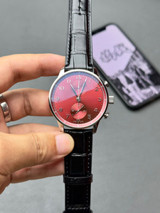 High-end Aesthetic Luxury High-quality Red Dial Banquet, Leisure and Business <b>Chronograph</b> <b>Automatic</b> Mechanical Men's Watch - Product Image 1