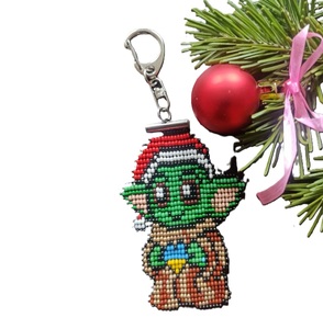 gift festive decor christmas ornament handmade beads creative keychain elegant charm mini accessory unique keychain - Product Image 5