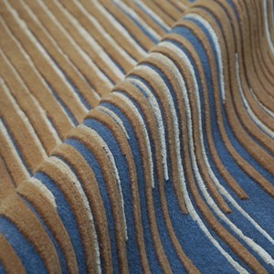 Tapis en laine bleu et or fait main, tapis moderne abstrait, tapis artisanal tufté à la main, tapis de sol de luxe pour salon, décoration de luxe - Product Image 3