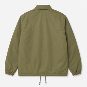 Veste coupe-vent pour homme, couleur olive, col montant, coupe classique, en polyester, style chemise, couleur unie, automne - Product Image 2