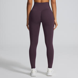 กางเกงเลกกิ้งโยคะเอวสูงแบบไร้ตะเข็บสำหรับผู้หญิง เหมาะสำหรับออกกำลังกาย ฟิตเนส วิ่ง หรือขี่จักรยาน รุ่น 2026 สีพื้น - Product Image 4