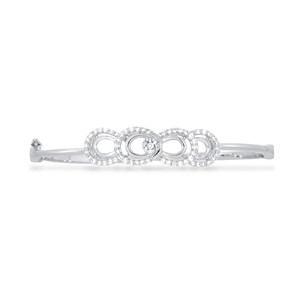 Bracelet spirale élégant en or blanc 18 carats avec diamants de laboratoire, design circulaire complexe, pierres étincelantes, sophistiqué pour femmes - Product Image 2