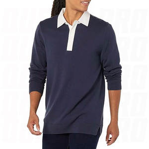 <b>Men's</b> Private Label Button Up Pullover Sports Jerseys Solid Pattern Regular Fit <b>Long</b> <b>Sleeve</b> <b>Men</b> <b>Polo</b> <b>Shirts</b> With Wholesale Price - Product Image 5