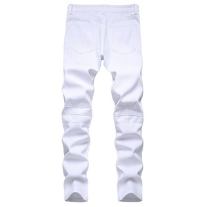 Jeans Skinny Blancs pour Hommes, Tailles 29-42, Nouveau Modèle Slim Fit, Tendance Moto, Jeans Droits en Denim - Product Image 2