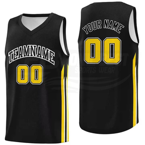 Ensemble de maillot de basket-ball réversible imprimé rayé noir et jaune, respirant et écologique, grande taille pour adultes, avec débardeur - Product Image 4