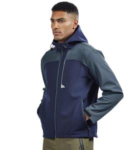 Men's <b>Hooded</b> <b>Fleece</b> <b>Jacket</b> Windproof Zipper Closure Solid Color Polyester Shell Autumn Wear Regular Fit - Product Image 2