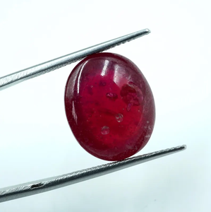 พลอยบลูรูบี้ทรงคาโบชอง น้ำหนัก 18.60 กะรัต รูปทรงวงรี 16x13x8 มม. HAYAAT GEMS พลอยทับทิมธรรมชาติสำหรับทำเครื่องประดับ - Product Image 3