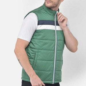 Chaleco Acolchado con Capucha Ecológico para Hombre, Color Verde, Cuello Alto, Cierre de Cremallera, Resistente al Viento, Ropa Casual de Invierno, Relleno de Poliéster - Product Image 4