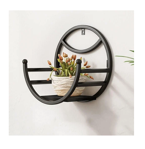 Support mural en métal pour plantes avec deux pots pour l'intérieur et l'extérieur, style rustique, en promotion - Product Image 2
