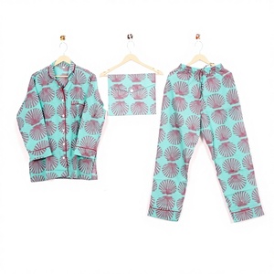 Conjunto de pijama de punto de algodón 100% informal para mujer, ropa de dormir transpirable, estilos Vintage románticos de lujo, patrón de concha transpirable - Product Image 1