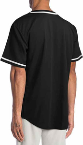 Camiseta de Béisbol Unisex Negra de Manga Corta con Botones al Frente, Color Sólido, Transpirable, de Poliéster, para Adultos, Todas las Temporadas, Corte Regular - Product Image 4