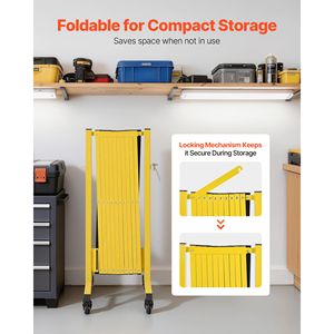 Industrial 13FT Expandable <b>Safety</b> Barrier Flaxible Mobile Barricade with Locking Casters Portable Foldable <b>Roadway</b> Product - Product Image 6
