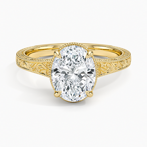 แหวนโซลิแทร์ระดับพรีเมียมพร้อมรายละเอียดแกะสลักในทองคำขาว 14K - Product Image 1