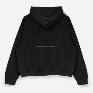 Sweat à capuche surdimensionné personnalisé pour homme, automne, 460 g/m², épais, vintage, délavé au soleil, délavé à l'acide, écologique, avec fermeture éclair métallique vieillie - Product Image 4