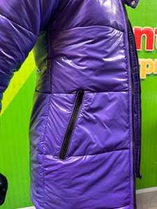 Veste d'hiver matelassée pour femme Mantic Enterprises, couleur violette, à capuche, manches longues, épaisse, chaude, en cuir véritable, imprimé animal, cachemire - Product Image 3