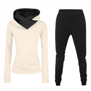Women's Thick Cotton/<b>Polyester</b> Two-Piece Tracksuit Quick Dry Pullover Hoodies Set Plus Size Blank Jogging Plain Women Tracksuits - Product Image 1