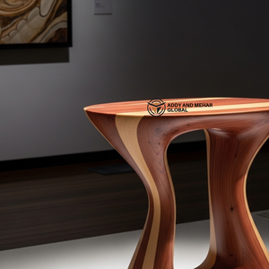 Mesa Auxiliar de Madera Maciza de Cedro con Diseño de Reloj de Arena, Moderna y Hecha a Mano, para el Hogar y Hoteles de Diseño - Product Image 3