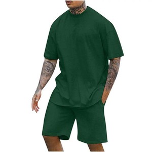 Ensemble T-shirt et short décontracté pour homme été 2026 – Polyester/Coton respirant, séchage rapide, léger, col rond, impression de logo personnalisée - Product Image 1