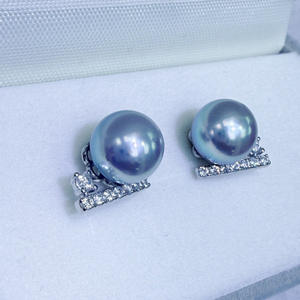 8-9mm Sea Water <b>Pearl</b> <b>Earrings</b> Versatile Classic Luxury Genuine Hemp Pure Silver Light-Parallel Wood 100% Genuine <b>Pearl</b> Jewelry - Product Image 2