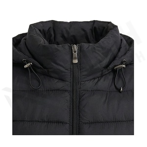 Hooded Quilted Jacket Women Black Full Sleeve Winter Polyester Filling Zipper Closure Regular Length Solid Color - Product Image 4