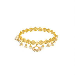 Oxidized Polish Coin Bridal Bangles 2x8 Alloy with Gold Plating Zircon Wedding Fine Jewelry - Product Image 2