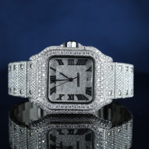 นาฬิกาข้อมือดีไซน์หรูทรงสี่เหลี่ยมประดับเพชรโมอิสซาไนต์ ขายดี คุณภาพสูง ผ่านการทดสอบเพชร VVS ตัวเรือนสแตนเลสสตีล ขนาด 16 มม. 12 มม. - Product Image 6