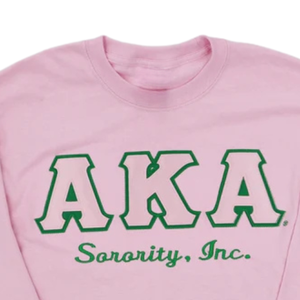 Sudadera Rosa de Manga Larga con Cuello Redondo de la Hermandad AKA Sorority Inc. con Letras Griegas Bordadas para Mujer - Product Image 6
