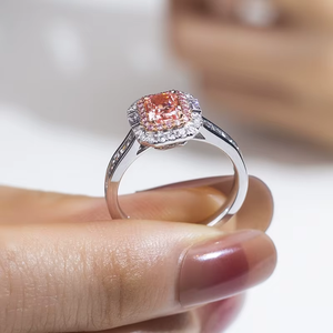 Fantastic Pink Radiant Cut 0.65 CT Lab Diamond IGI Certificate Engagement Jewelry Solid Gold 18K solid Gold Rings - Product Image 2