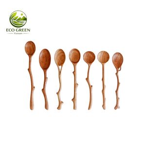Handcrafted Three Flowers Handle Wooden <b>Spoon</b> Handcrafted Leaf Shaped Handle Wooden <b>Spoon</b> - Product Image 4